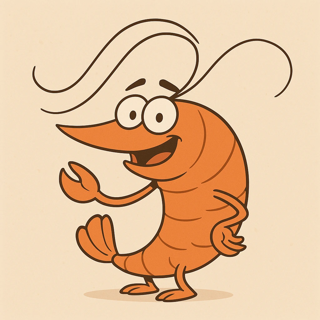 cartoon style orange shrimp emoji