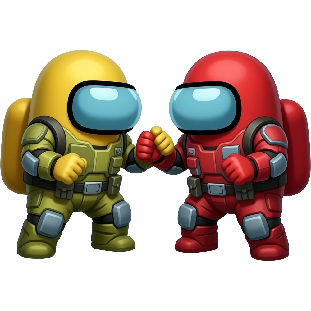 Um Among Us  e faz o outro Among Us brigando emoji