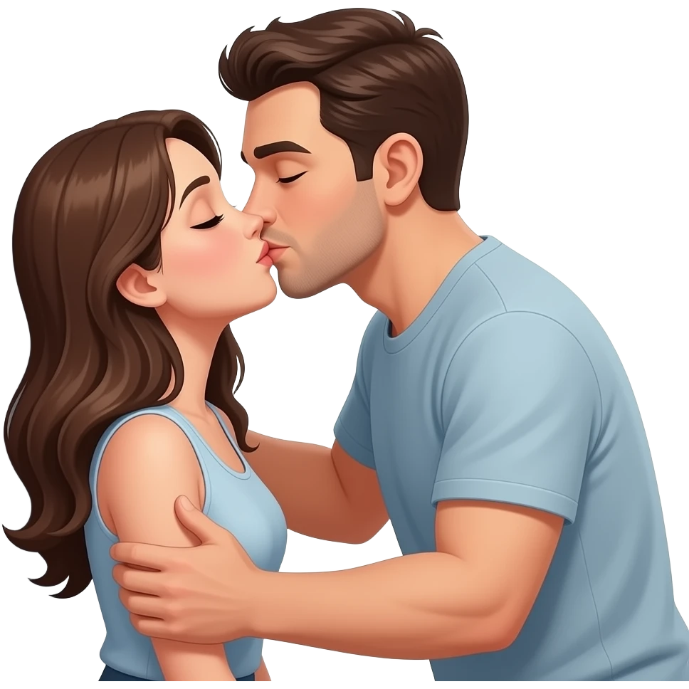 Man, desperately kissing woman pinned against the wall emoji