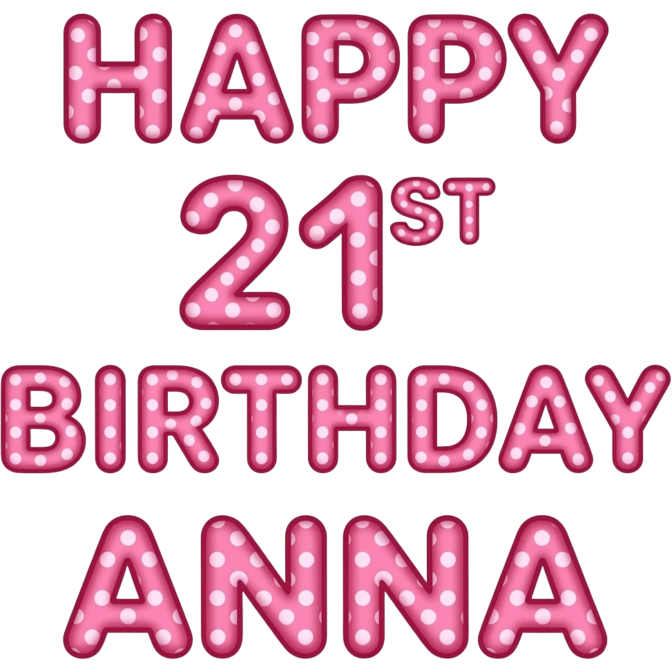 PINK POLKA DOT LETTERS   HAPPY 21ST BIRTHDAY ANNA emoji