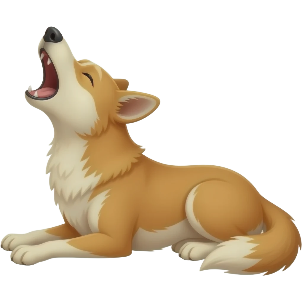 Cartoon dingo lay howling emoji