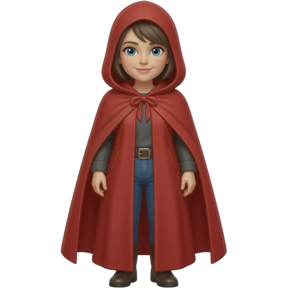 Lady, whole body, with red long cape with hoodie emoji