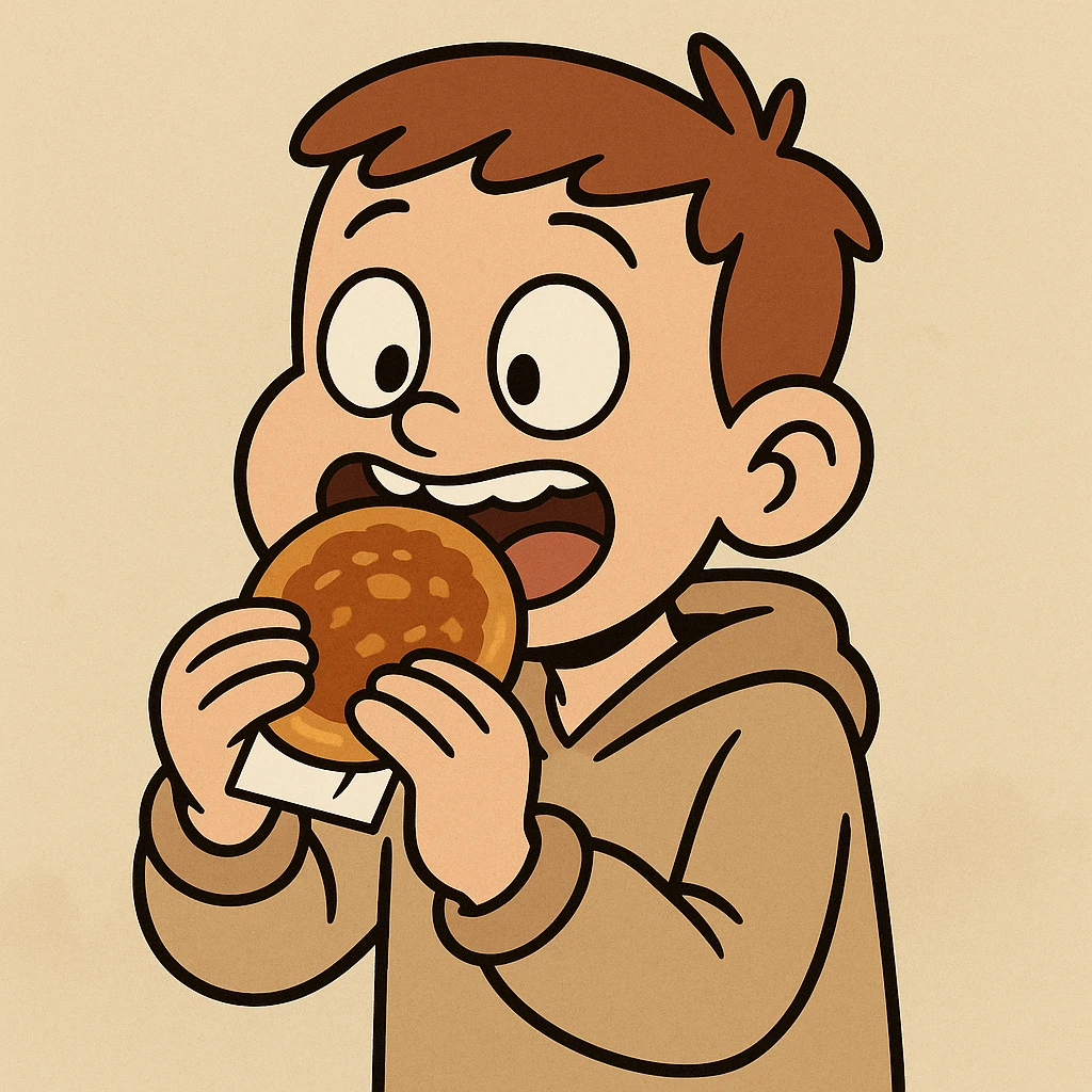 Hotteok a boy he's eating Hotteok emoji