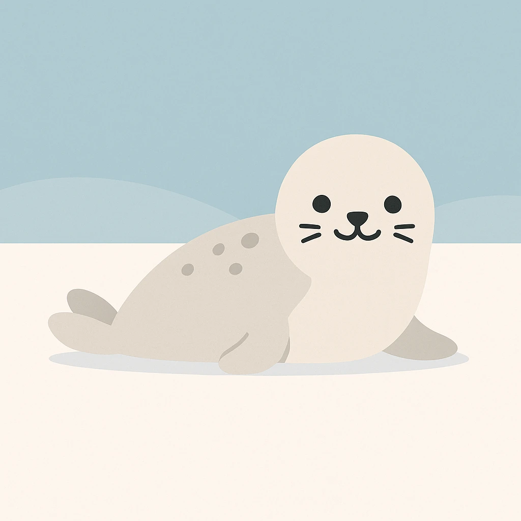 Flat design style seal in the snow emoji