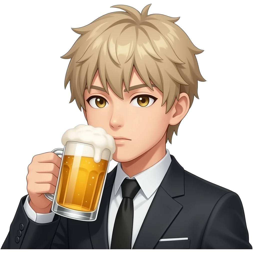 Pochita de chansaw man bois une bière emoji