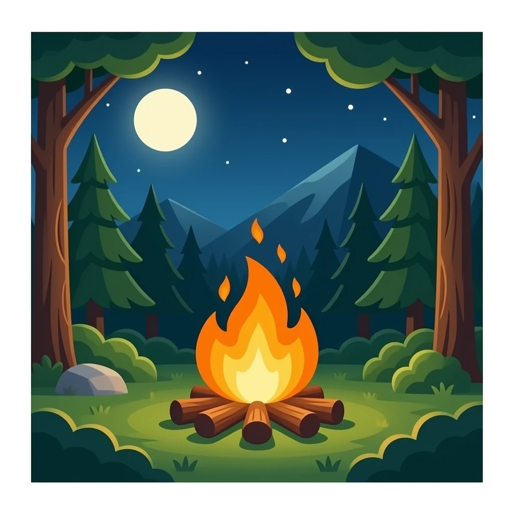 campfire in woods emoji