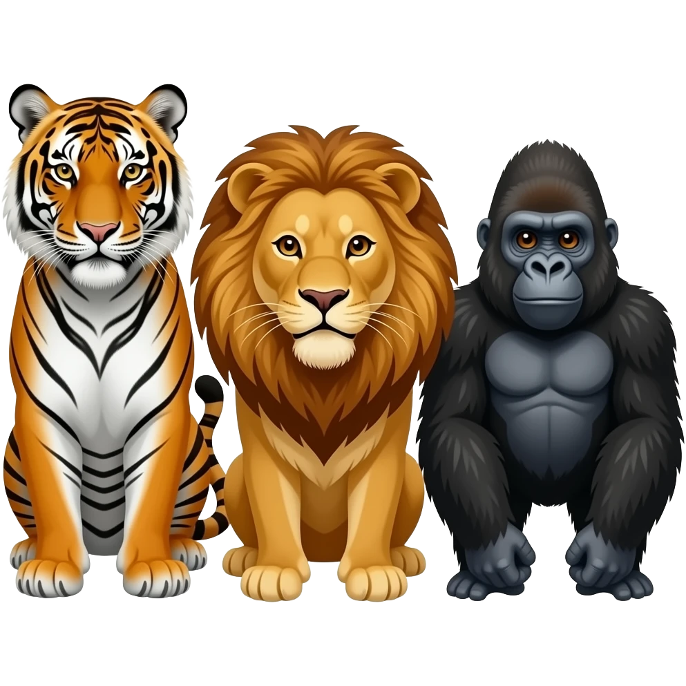 zookeeper with a tiger lion and gorilla emoji