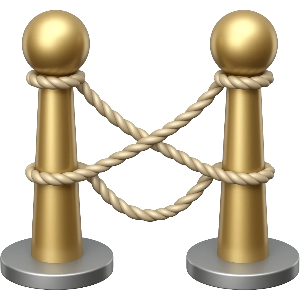 App logo of 2 stanchions roped together emoji