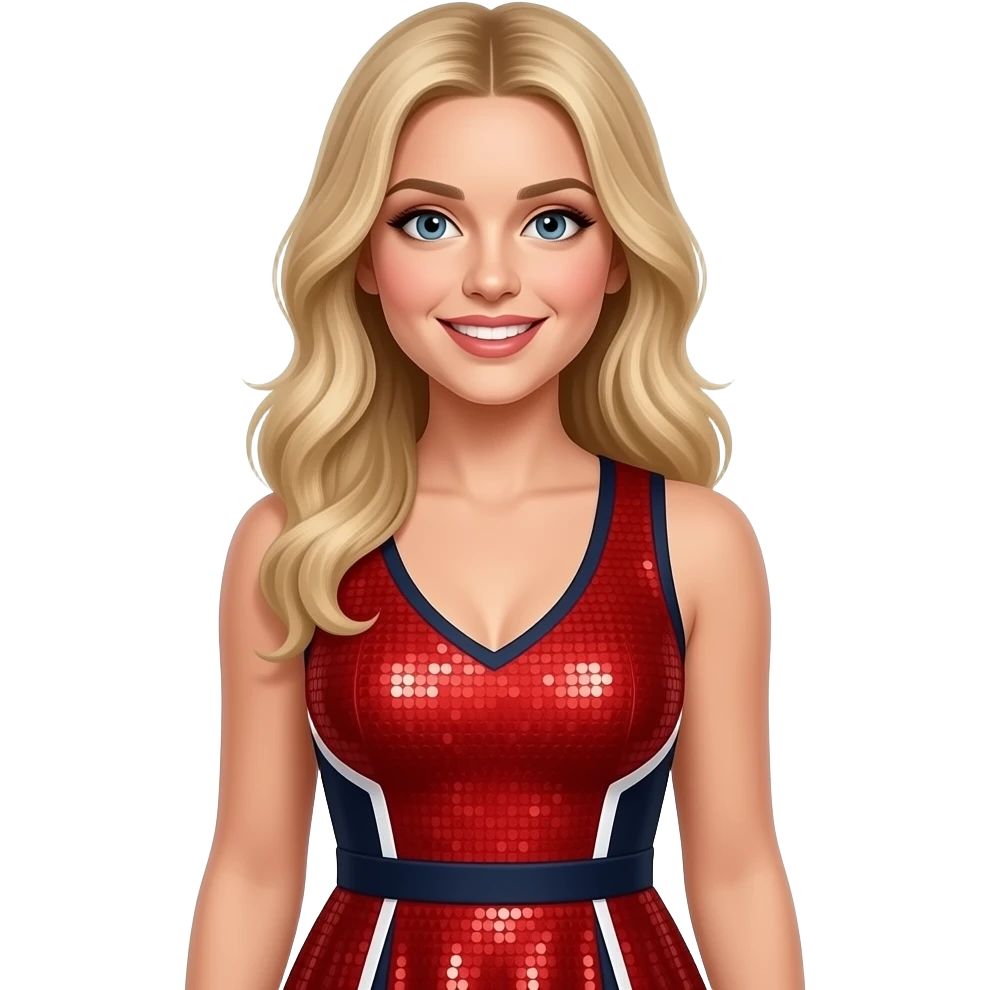 Sabrina carpenter is wearing a red dress features a structured silhouette with dark contrast trim (giving it a slightly sporty, cheer-inspired edge) and shimmering sequins that caught the desert stage lights perfectly. emoji