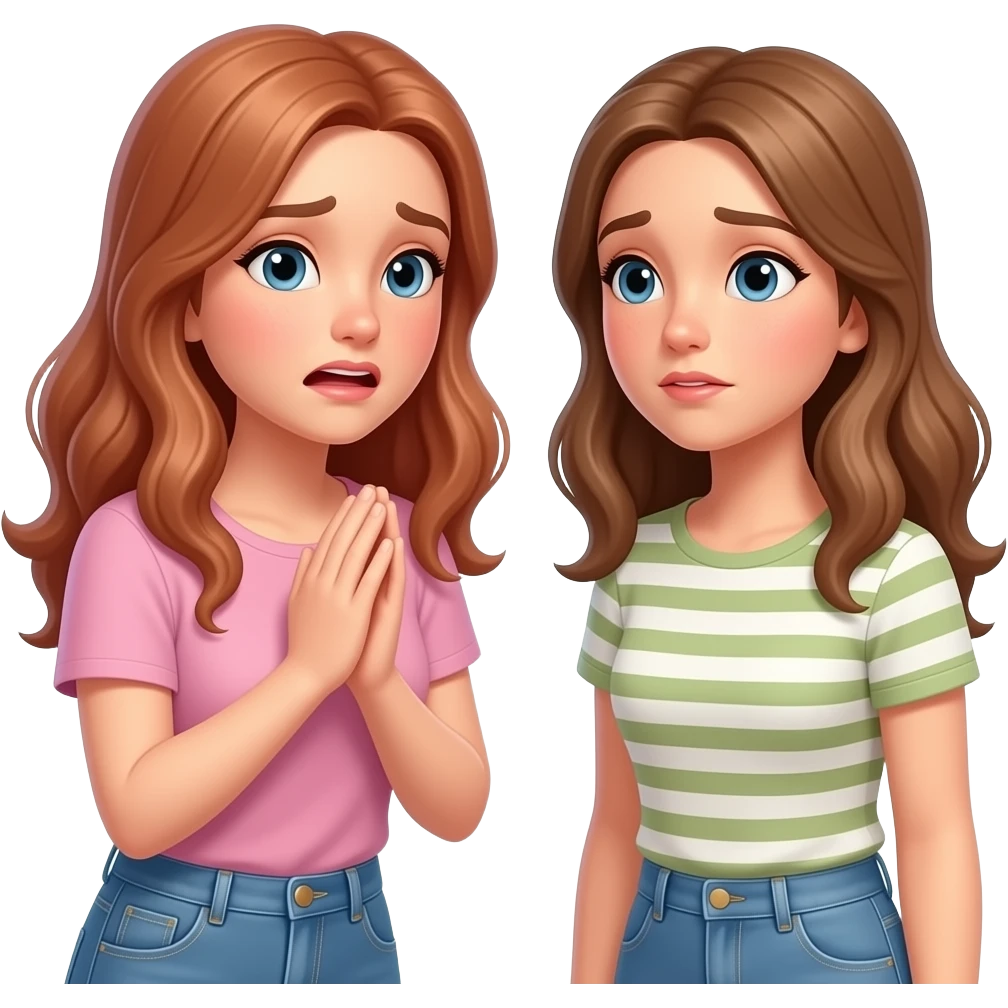 a girl pleading another girl to be my firend emoji