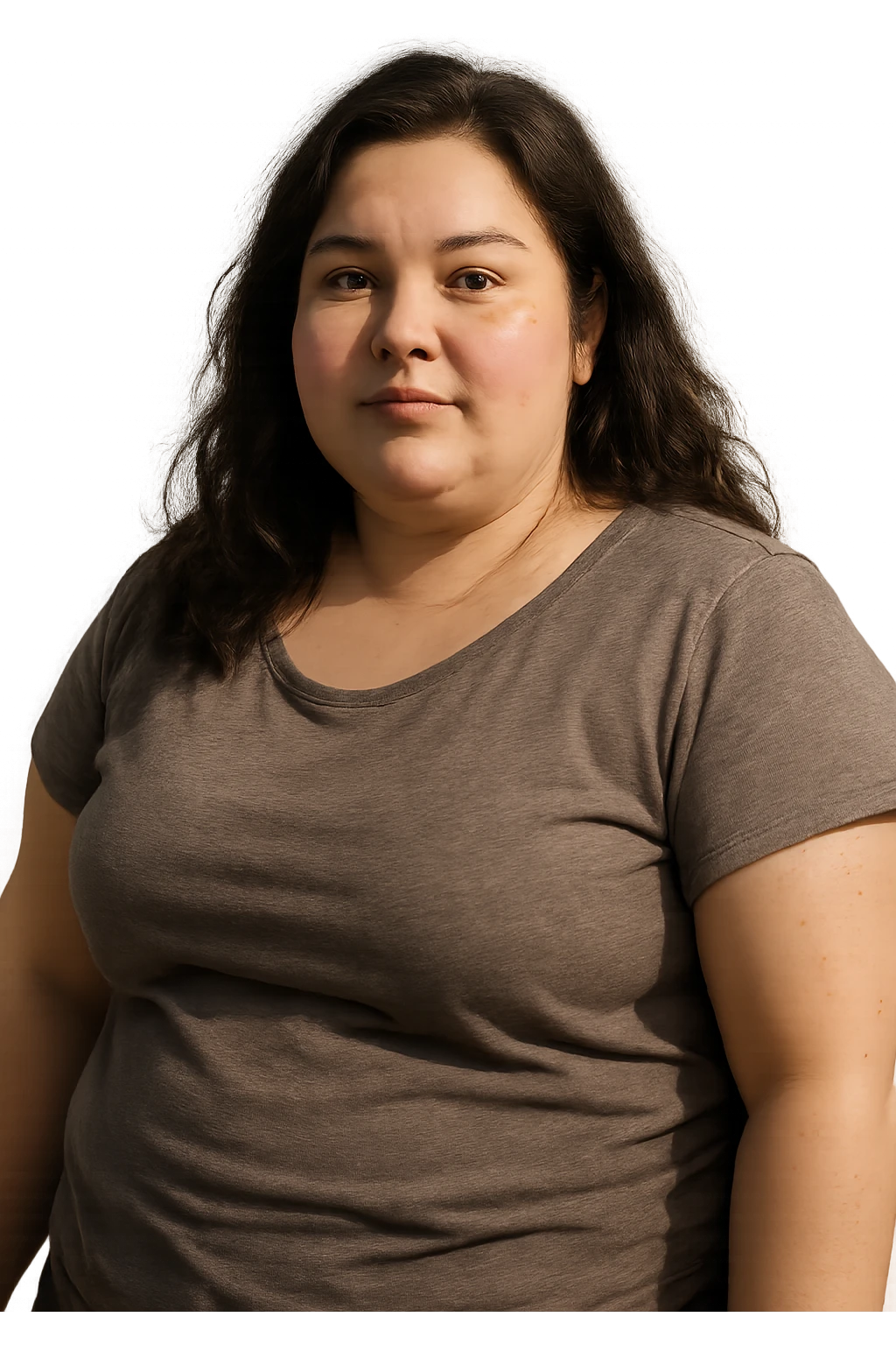realistic style portrait of a plus-size woman, detailed, natural lighting, transparent background emoji