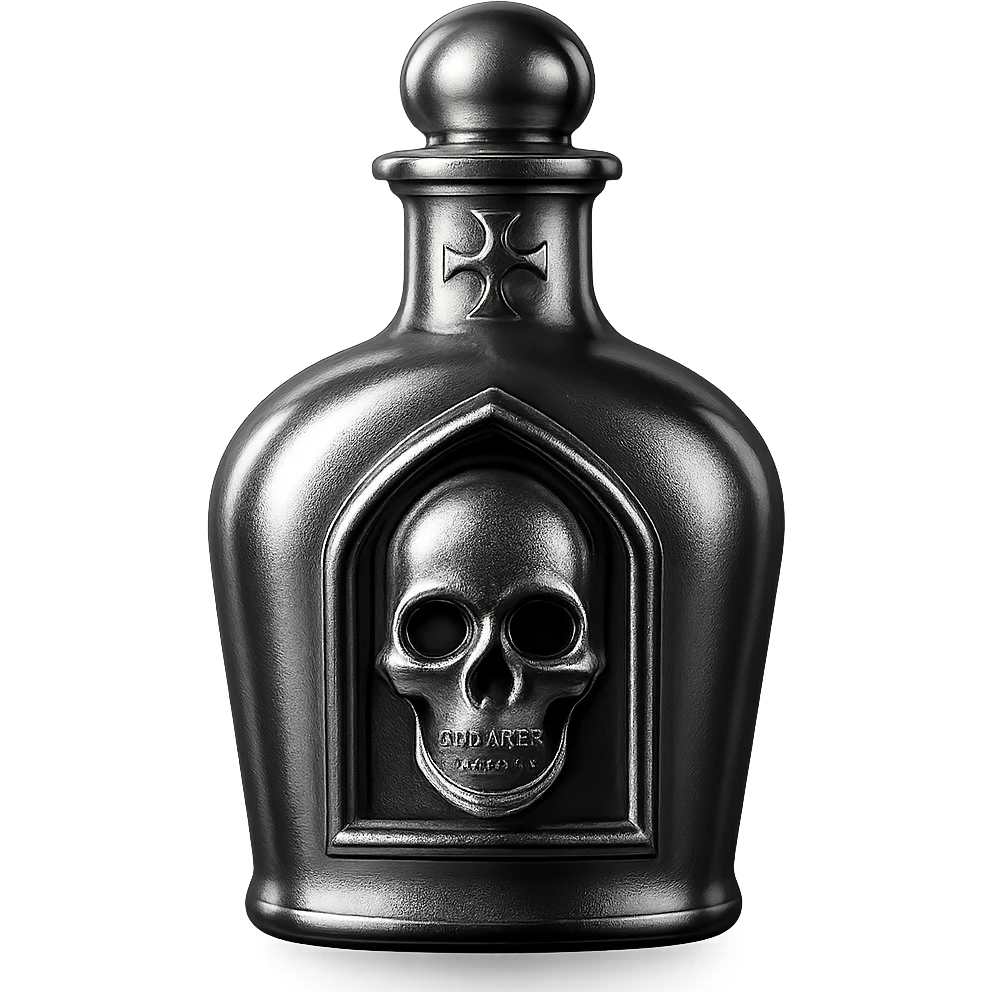 pink goth potion bottle, chrome style, shiny and gothic emoji