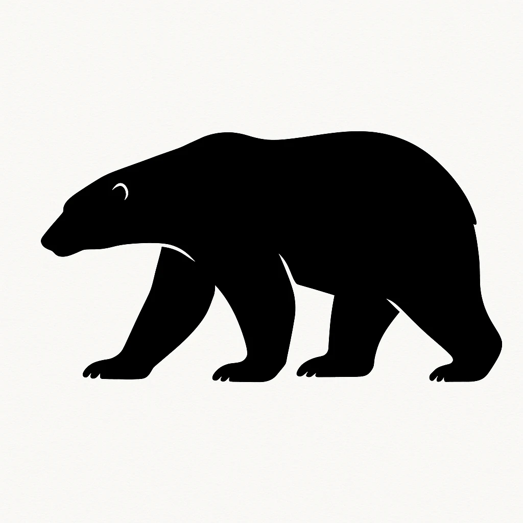 Polar bear black silhouette white background emoji