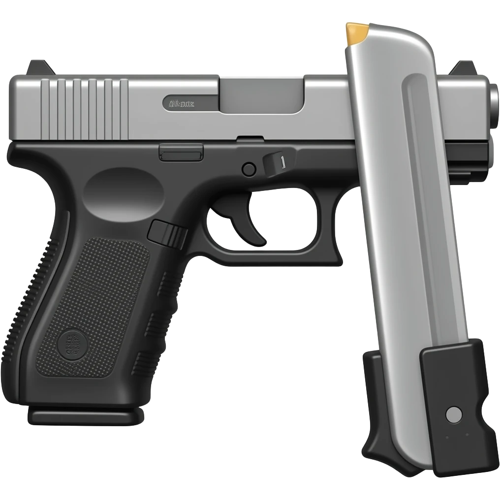 Black Glock with silver slide and extended magazine emoji