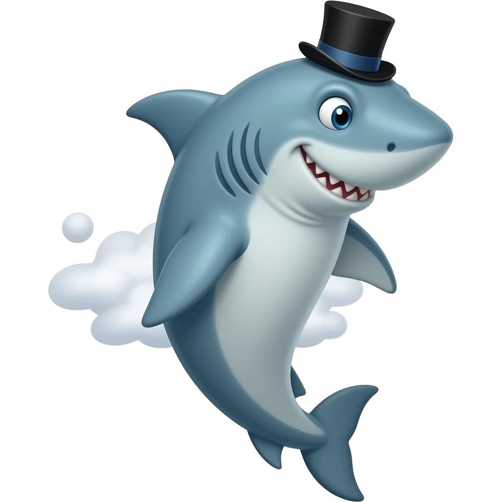 Shark with a top hat emoji