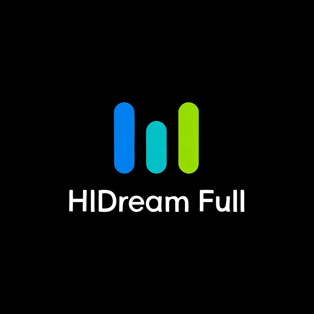 create high dream logo like this with text "HIDream Full", black background  emoji