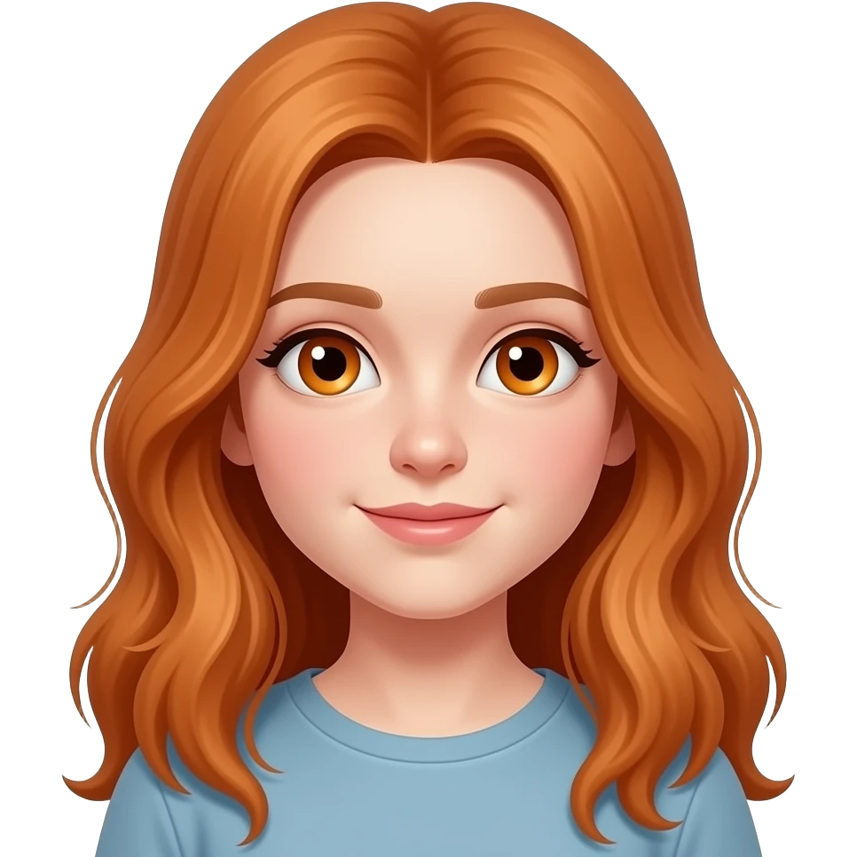 girl with very long ginger hair and ginger eyes emoji