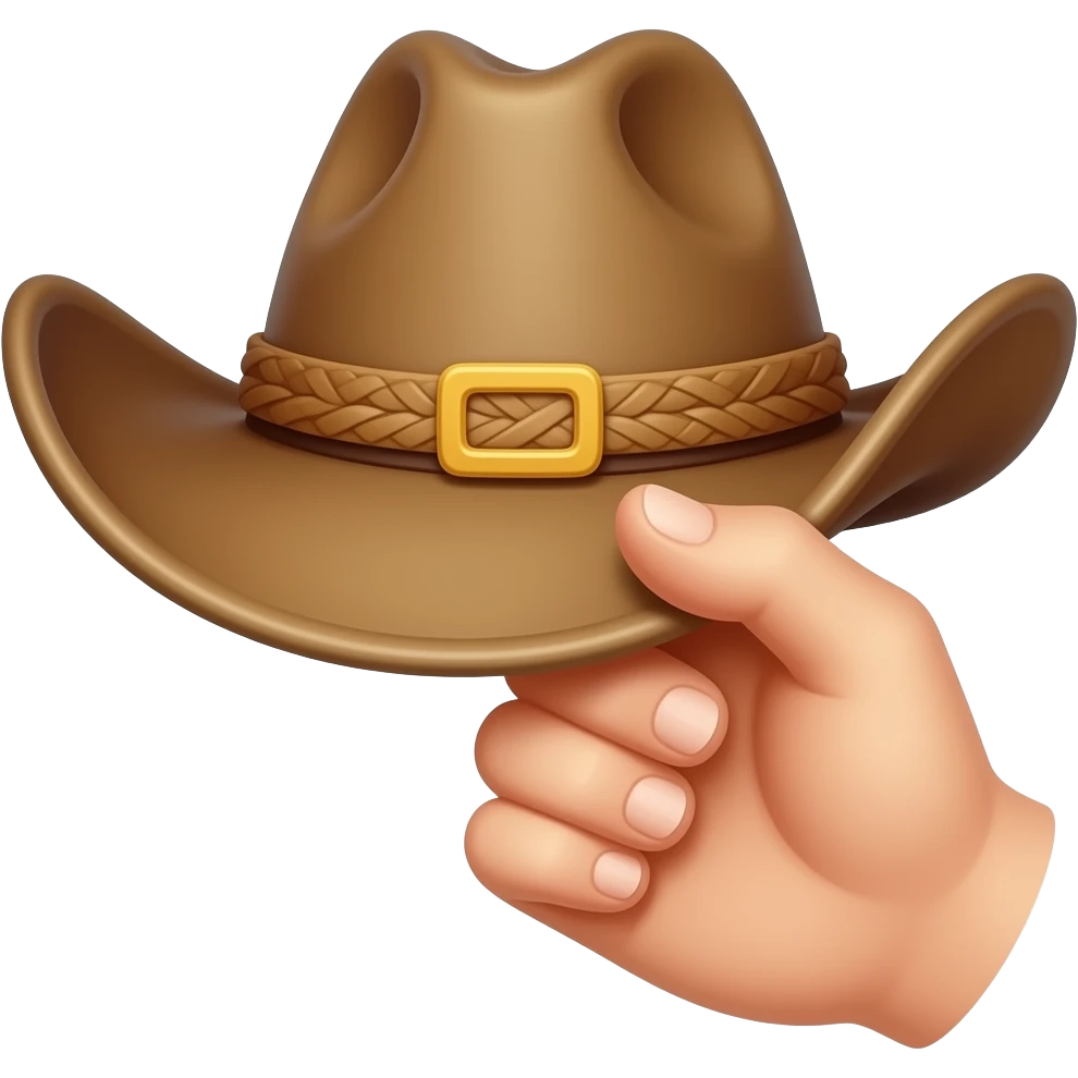 Tipping cowboy hat with hand emoji