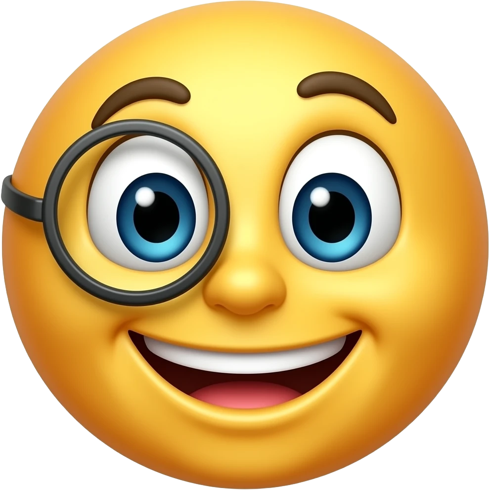 Redesign the monocle emoji to exude playfulness and curiosity emoji
