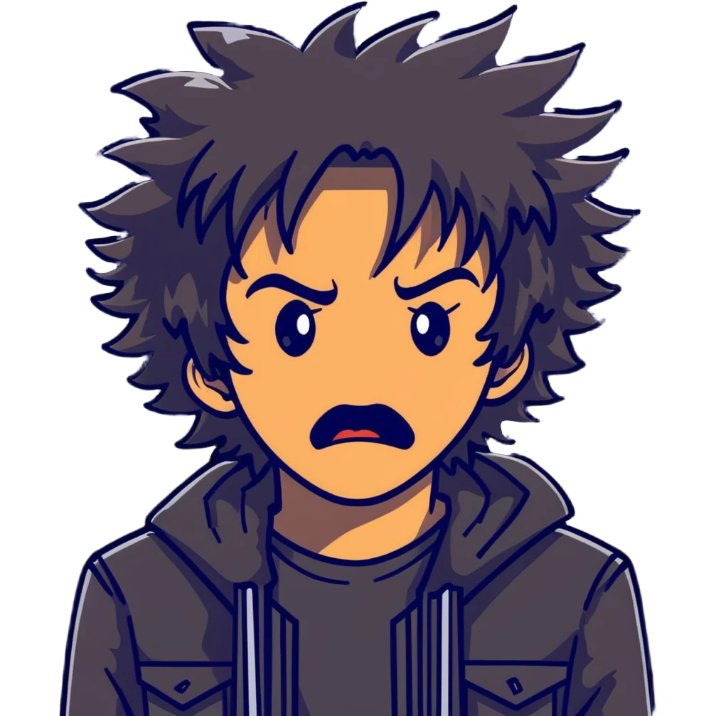 Wild artist with messy hair and dramatic expression, chaotic creative energy, surrounded by intense hellish artwork emoji