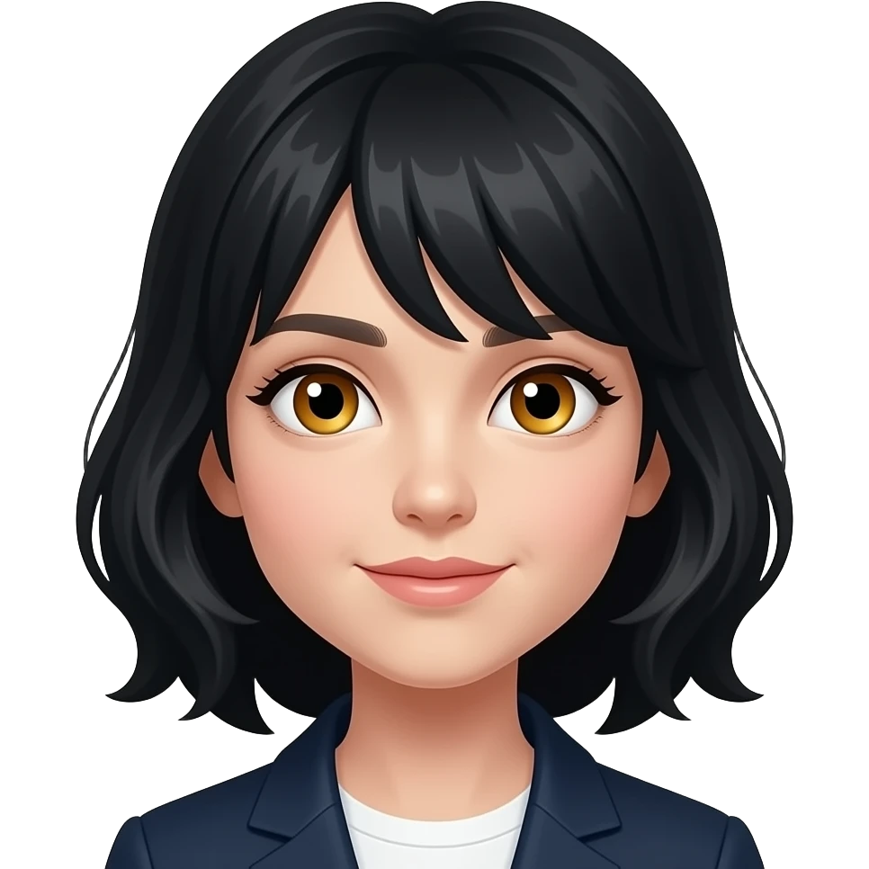 Con cabello negro ojos miel en parís emoji