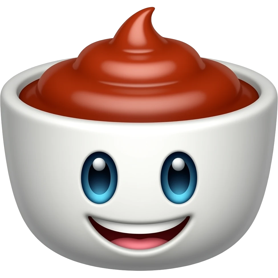 smiling sauce bowl emoji with eyes emoji