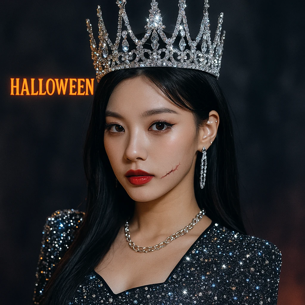 halloween kpop idol crown, sparkly and trendy emoji