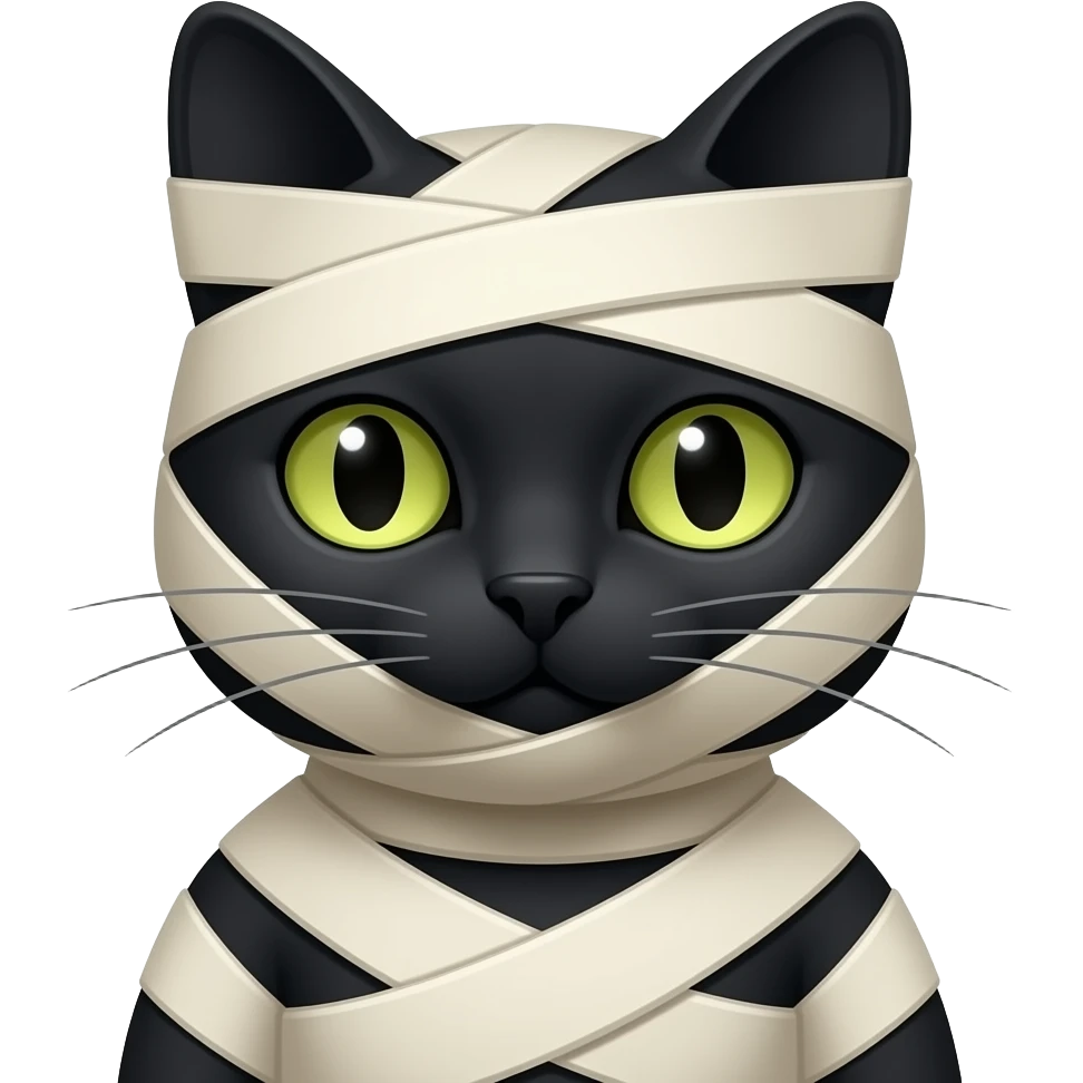 completely wrapped up mummified covered  black anthro cat emoji