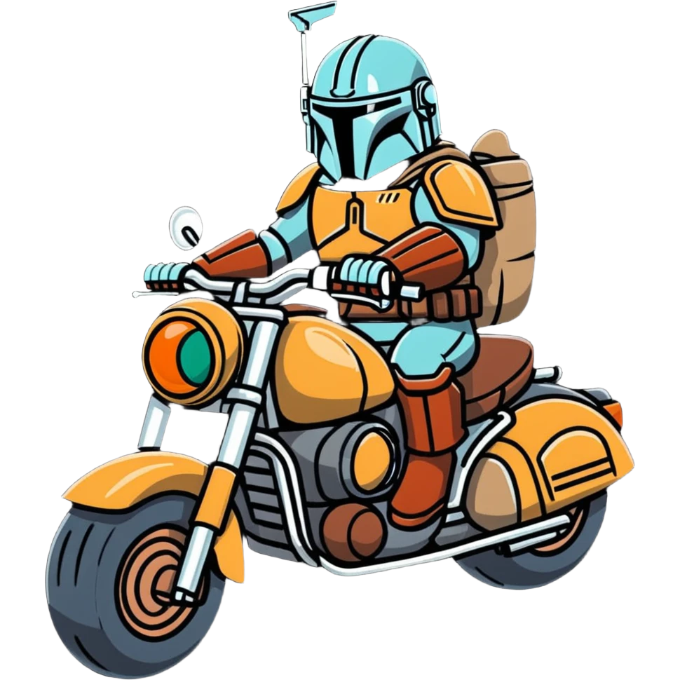 Mandalorian on a motorcycle emoji