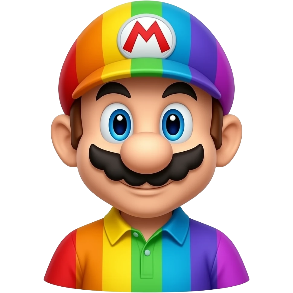 Mario with glowing rainbow clothes emoji