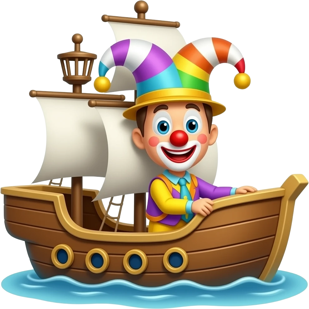 Create a combination of a ship and clown emojis emoji