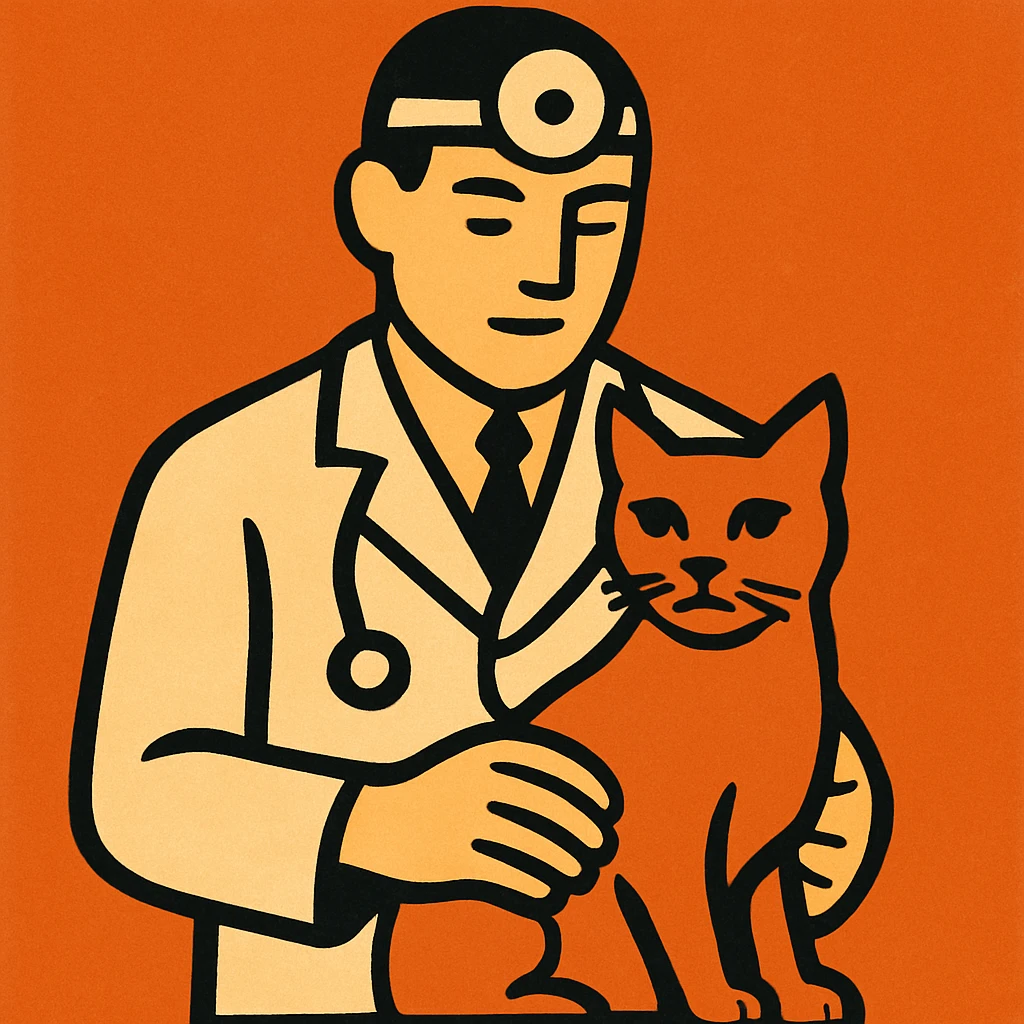 veterinarian examining a cat emoji