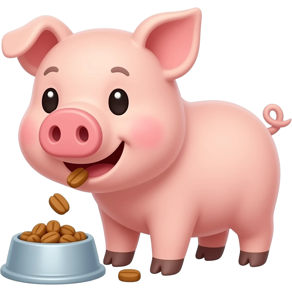 Cartoon piglet eating pig food emoji