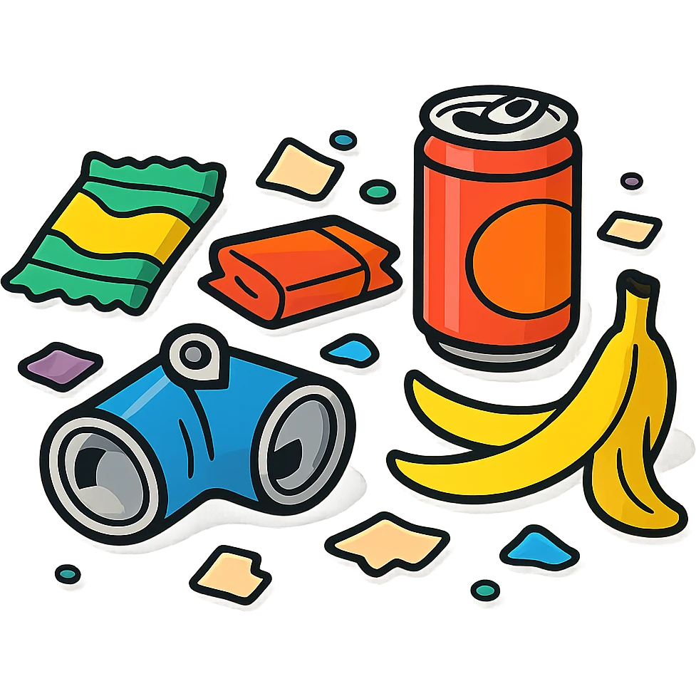 trash on the floor, cartoon style emoji