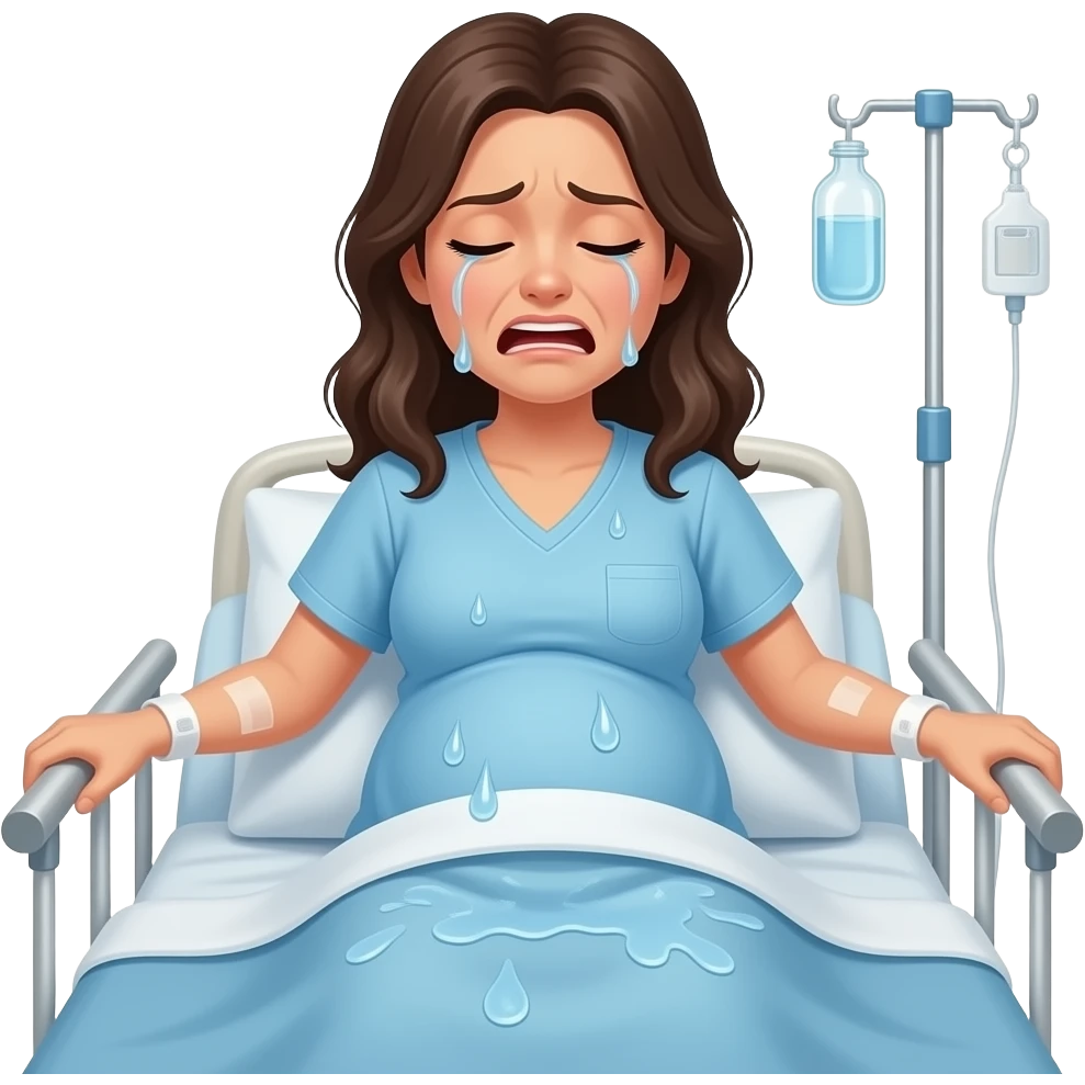 Woman in pain because water is breaking emoji