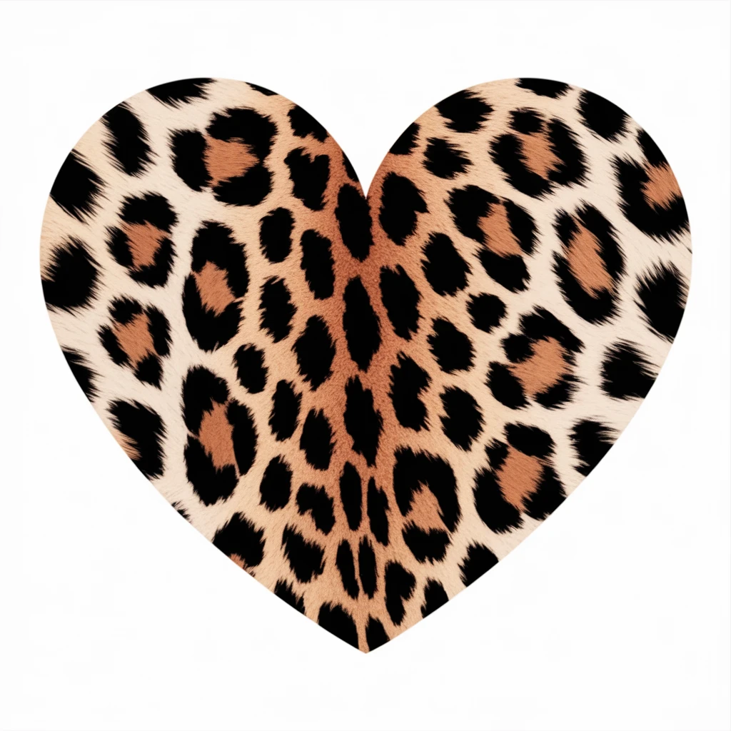 heart with a cheetah print texture emoji