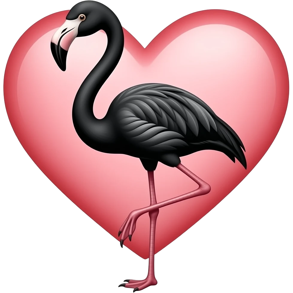 Black flamingo red heart emoji