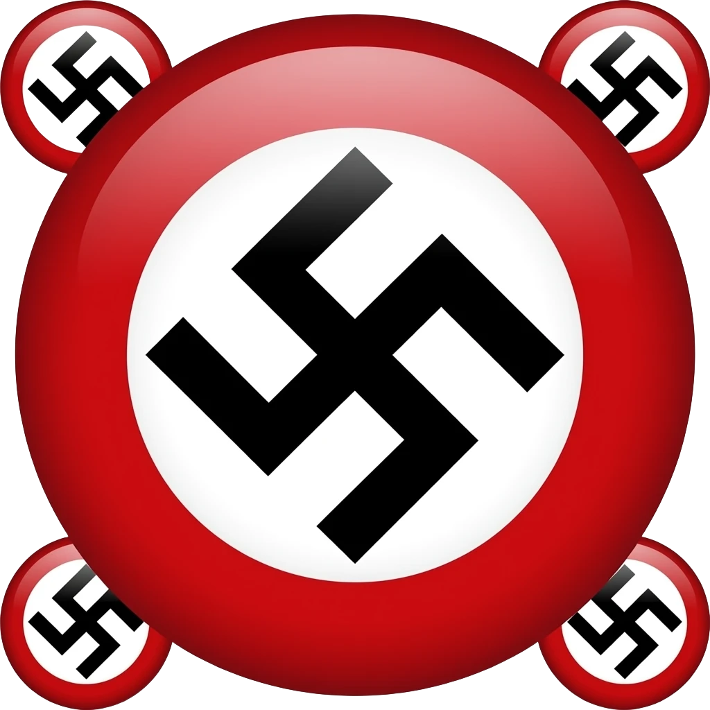 Swastikas  in black with a red backgrounds and a white circul around the cross emoji