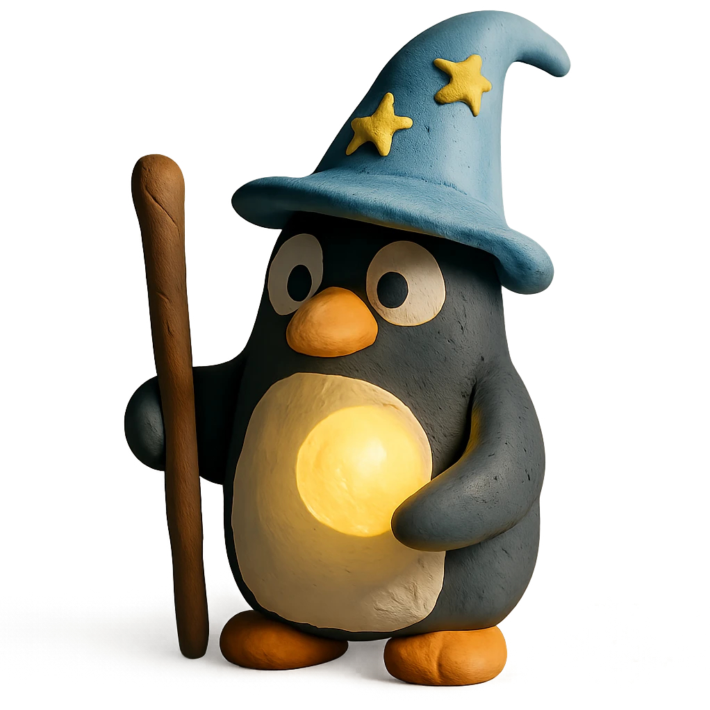 penguin wizard holding a glowing orb emoji