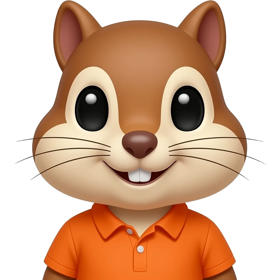 chipmunk wear vibrant orange shirt and spice halg body close up emoji