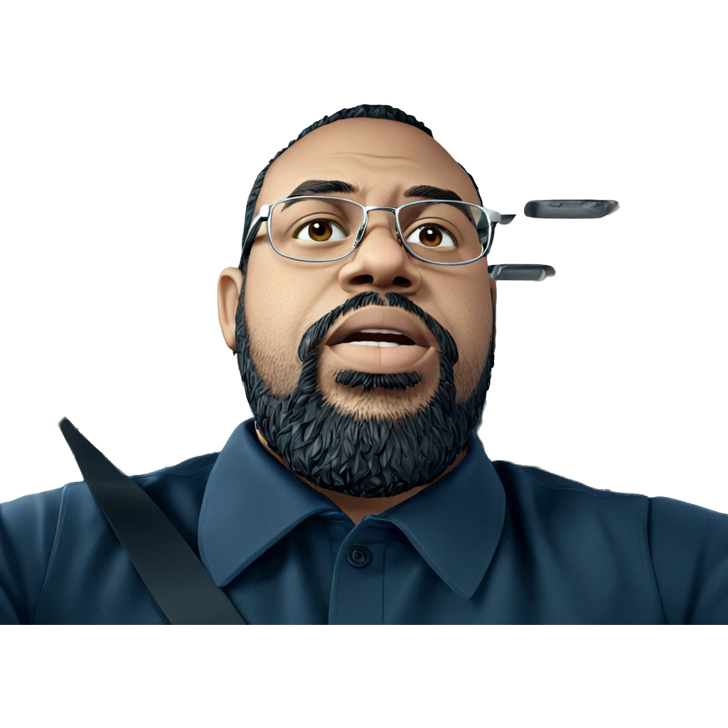 bearded man in car interior emoji