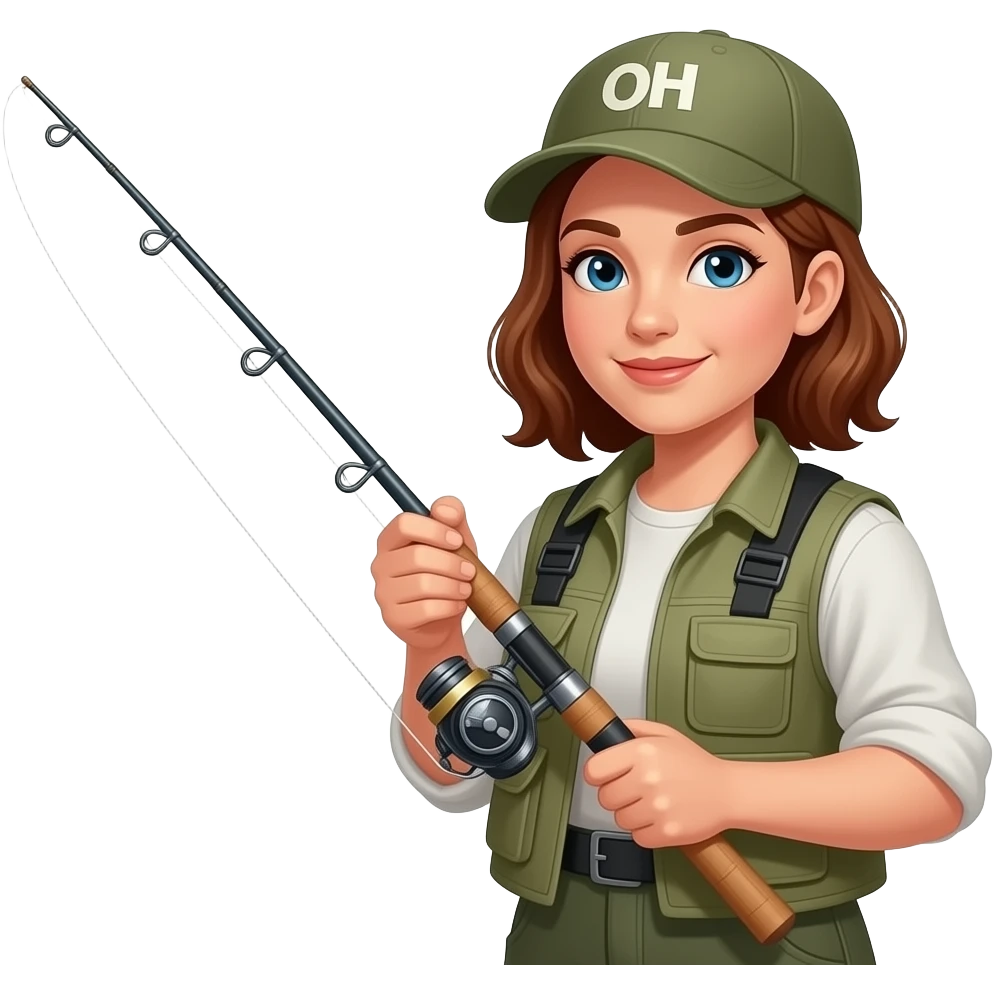 girl fisher with half body close up emoji