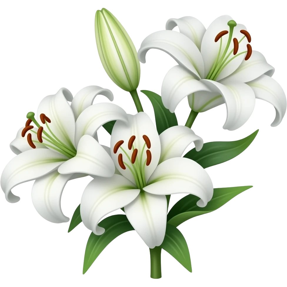 Three white lilies emoji