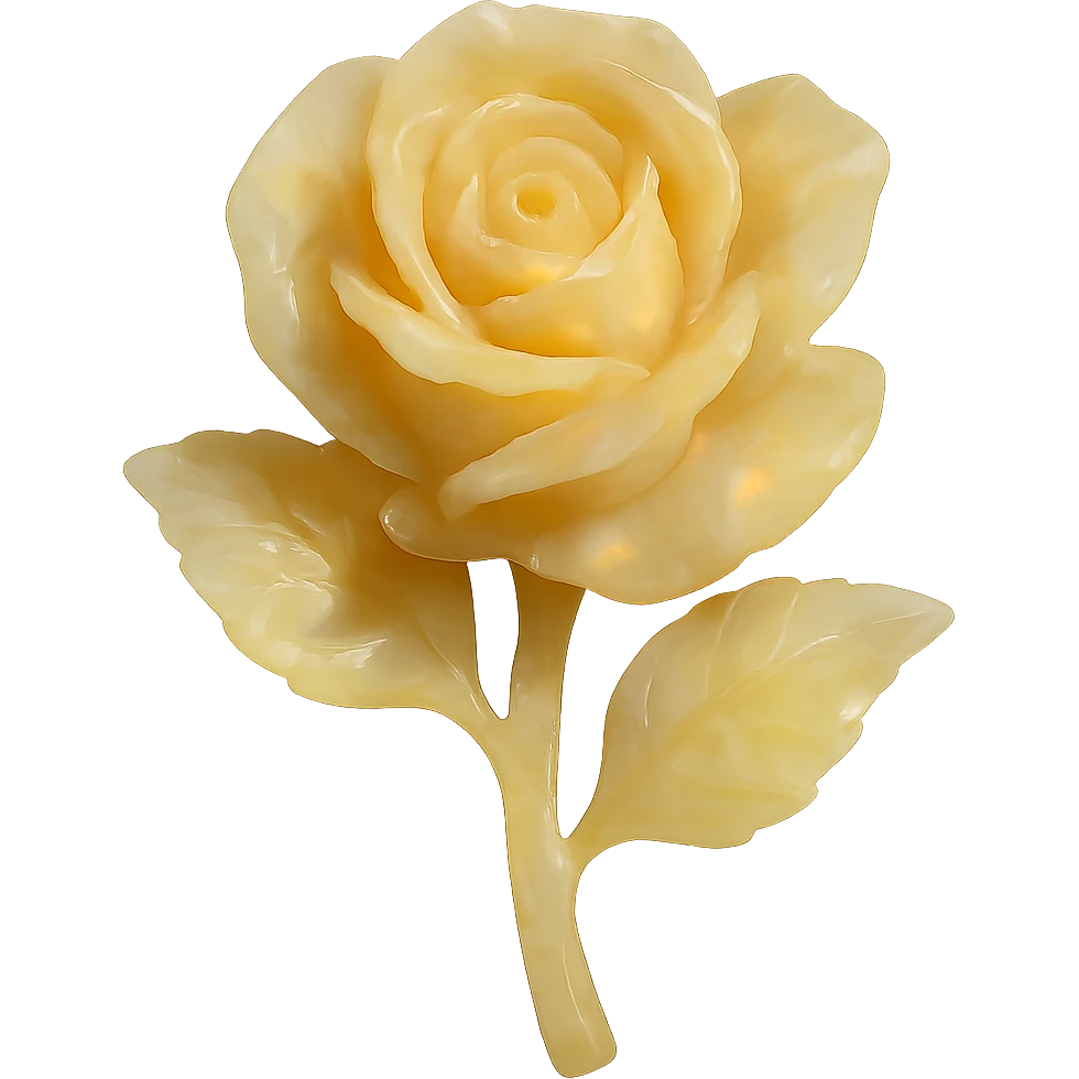 yellow Opal crystal rose flower, remove background emoji