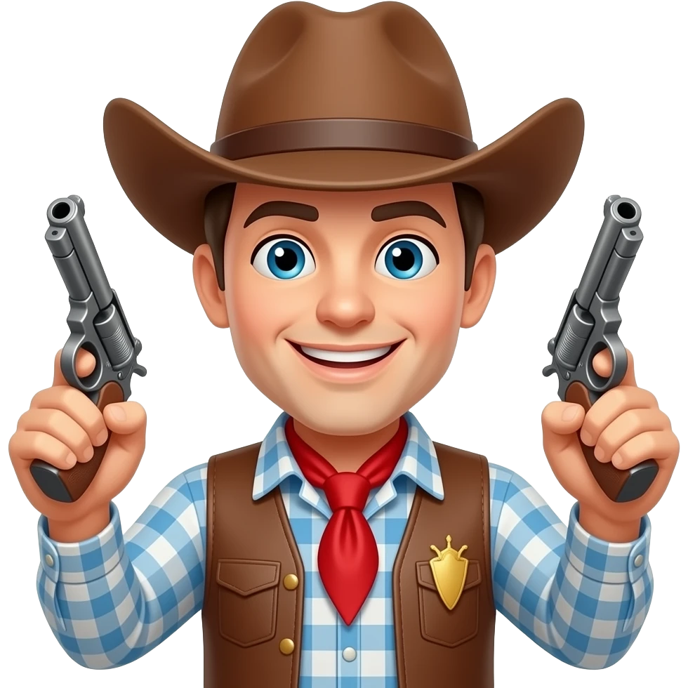 cowboy smiley emoji with finger guns emoji