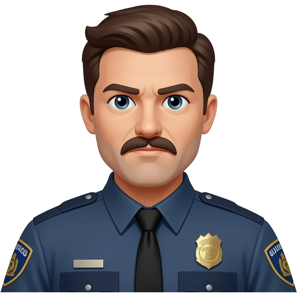 serious looking crime scene officer with mustache emoji