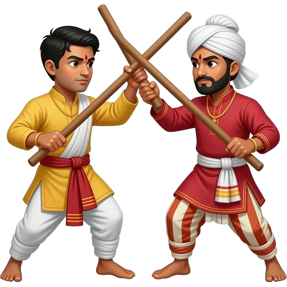 Bengalis fighting with stick emoji