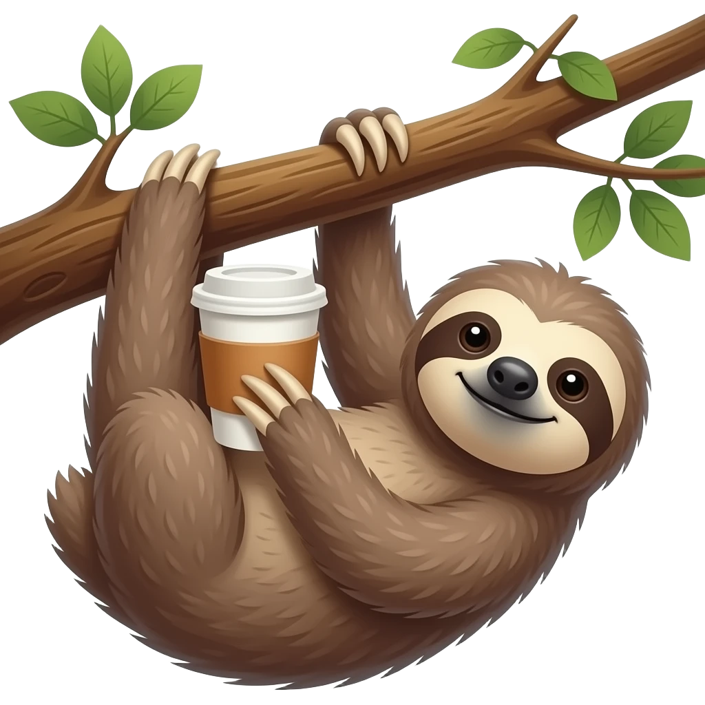 sloth tree morning coffee paper cup hanging emoji