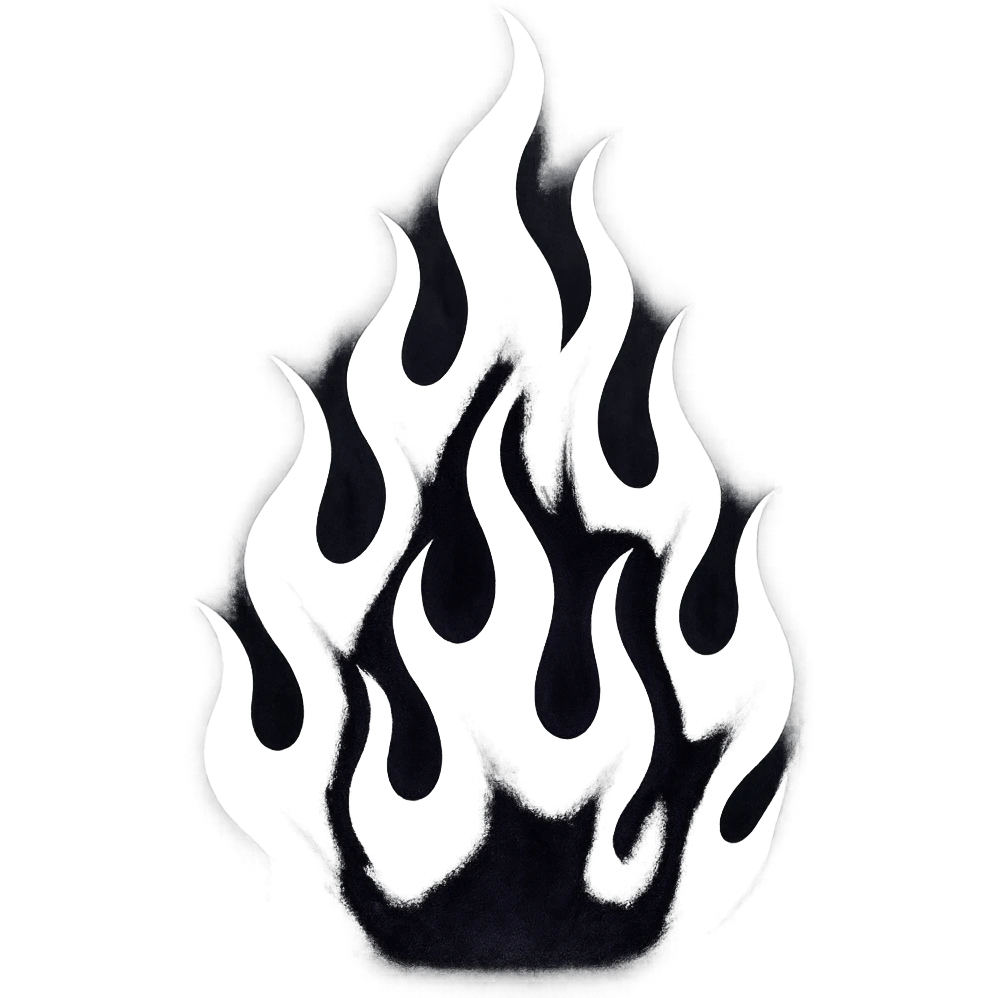 emo-style flame, black and purple, moody, no background emoji