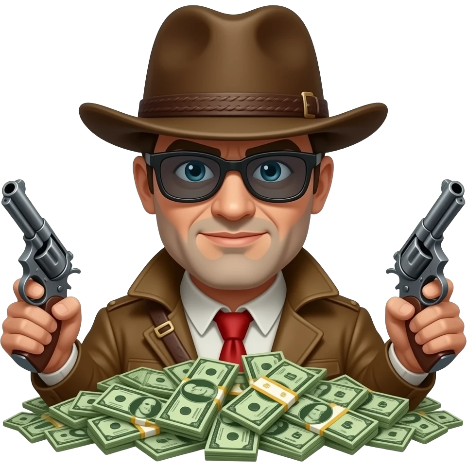 Un bandido con pistolas y plata emoji